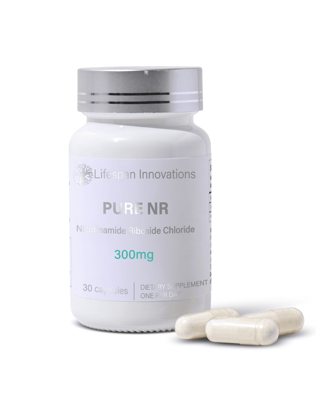 Pure NR 300mg bottle with capsules